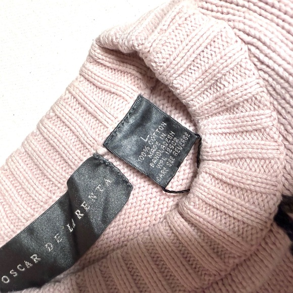 Oscar de la Renta Vintage Light Pink Grid Sweater Size Large - Picture 6 of 7
